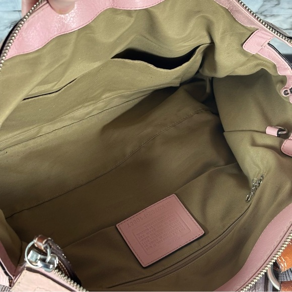 Coach Pink Leather Satchel Shoulder Purse F10887 Pebbled Brown Silver hardware - Picture 12 of 12